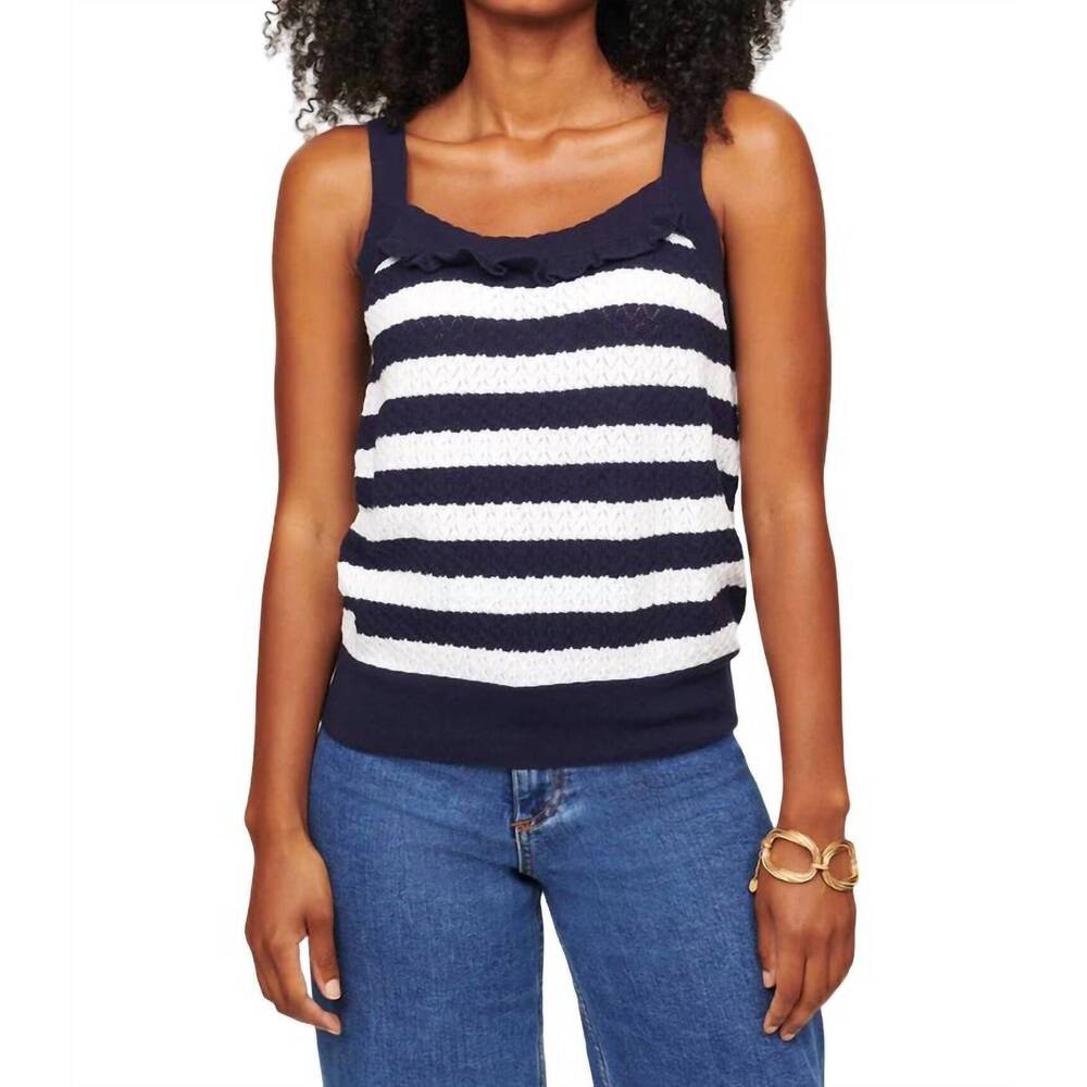 NEW &ISLA ella pointelle cami top in midnight multi